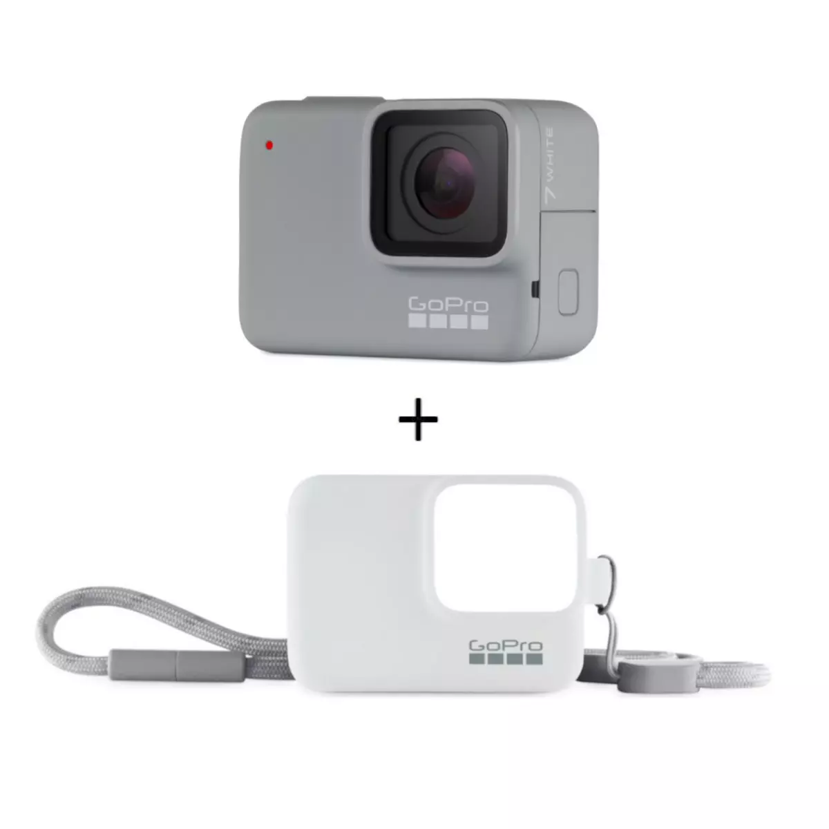 GOPRO Caméra sport - 4K - HERO 7 - Blanc + Protection caméra de sport - Sleeve Blanc + cordon