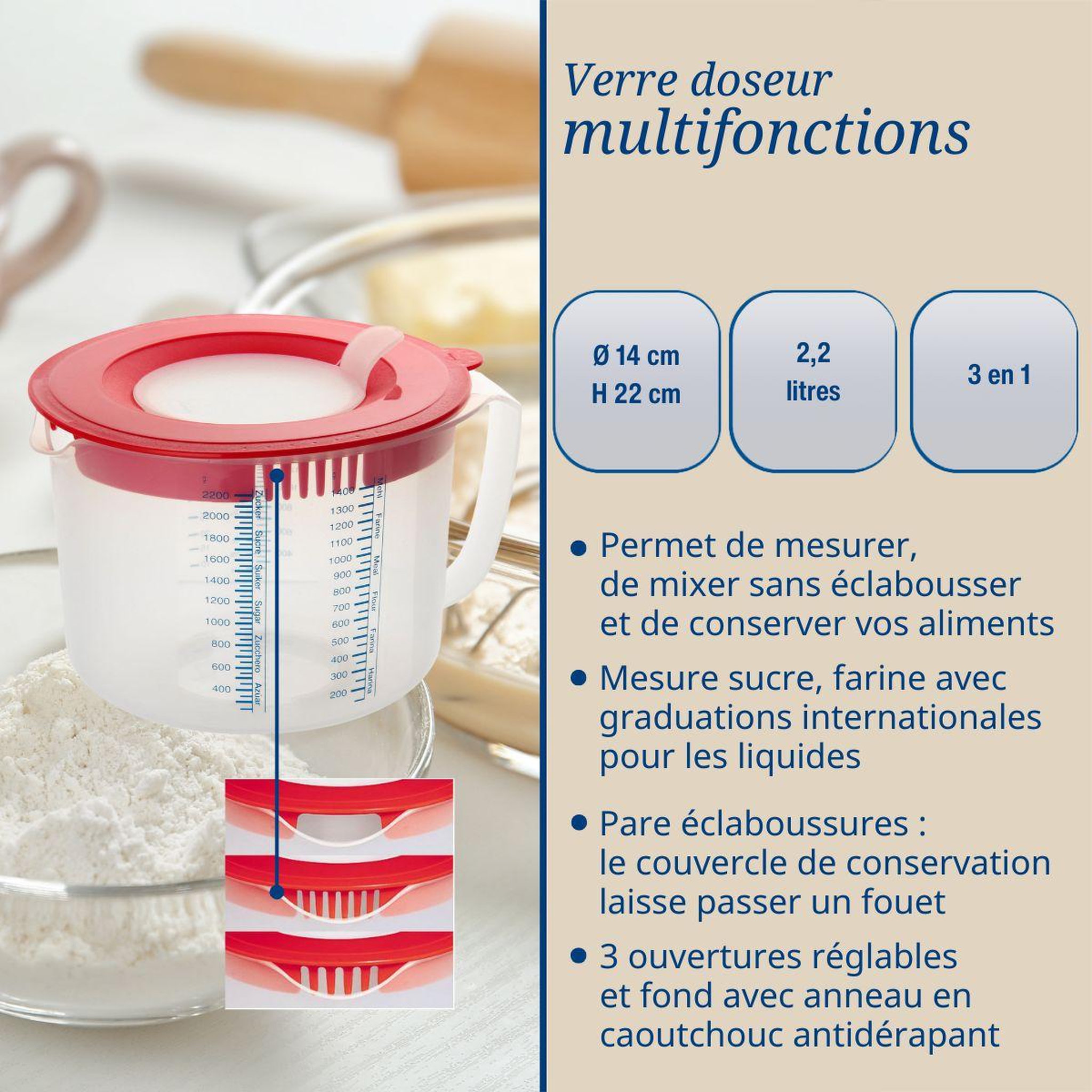 Voir la diapositive 2 : DR.OETKER Verre doseur 2,2 litres dr.oetker baker edition