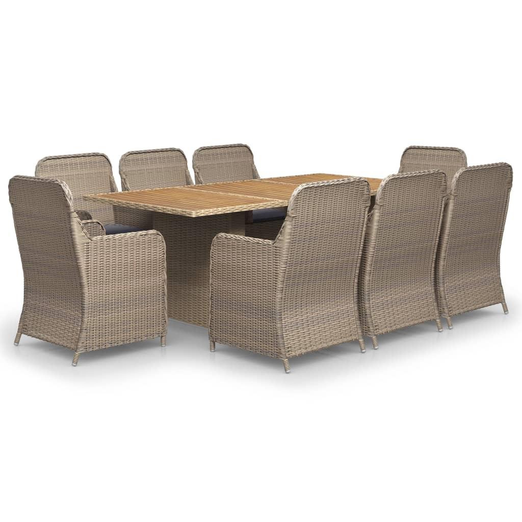 Voir la diapositive 2 : VIDAXL Ensemble a manger de jardin 9 pcs Resine tressee Marron