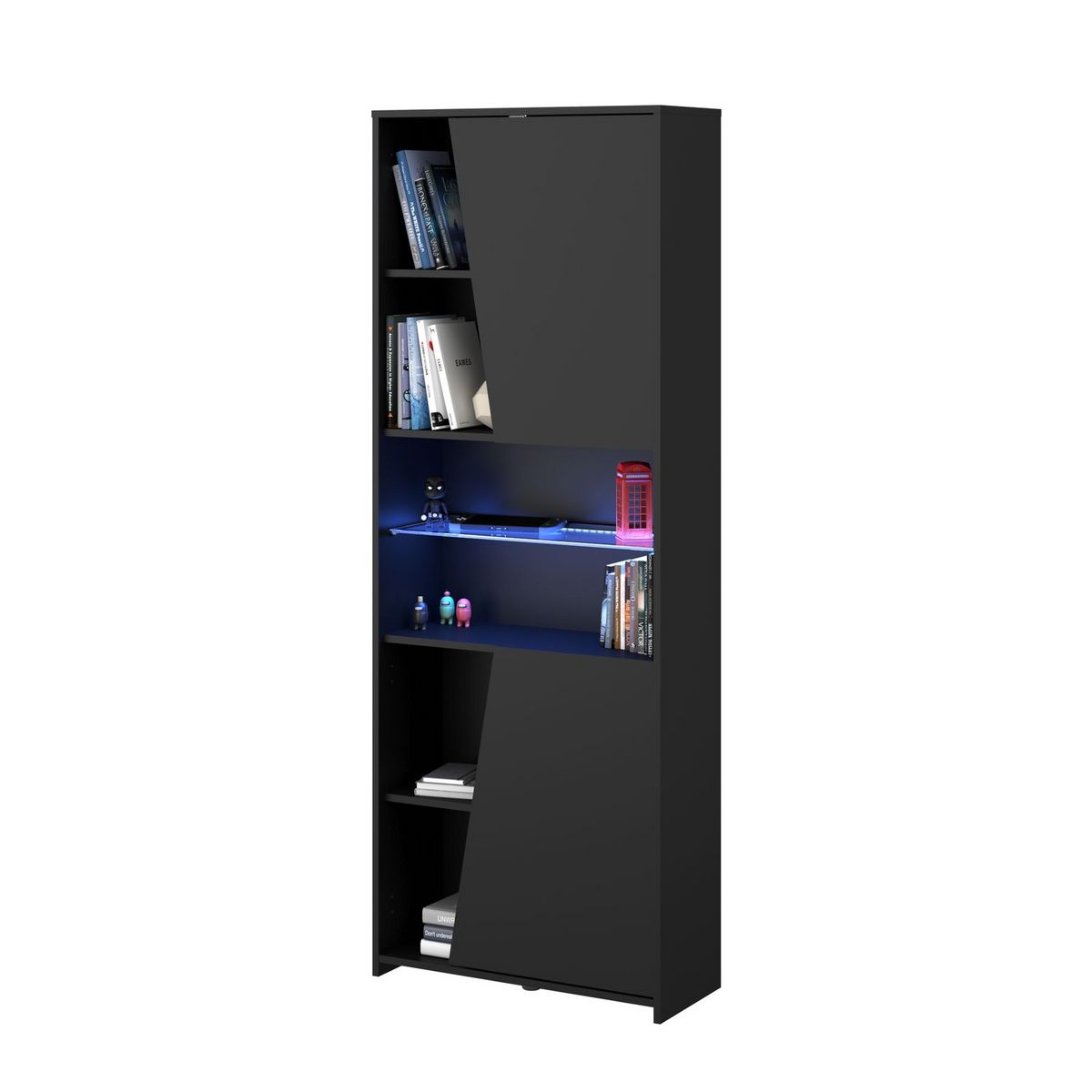 Bibliothèque gaming 2 portes avec leds L67 x H180 x P28cm XENON