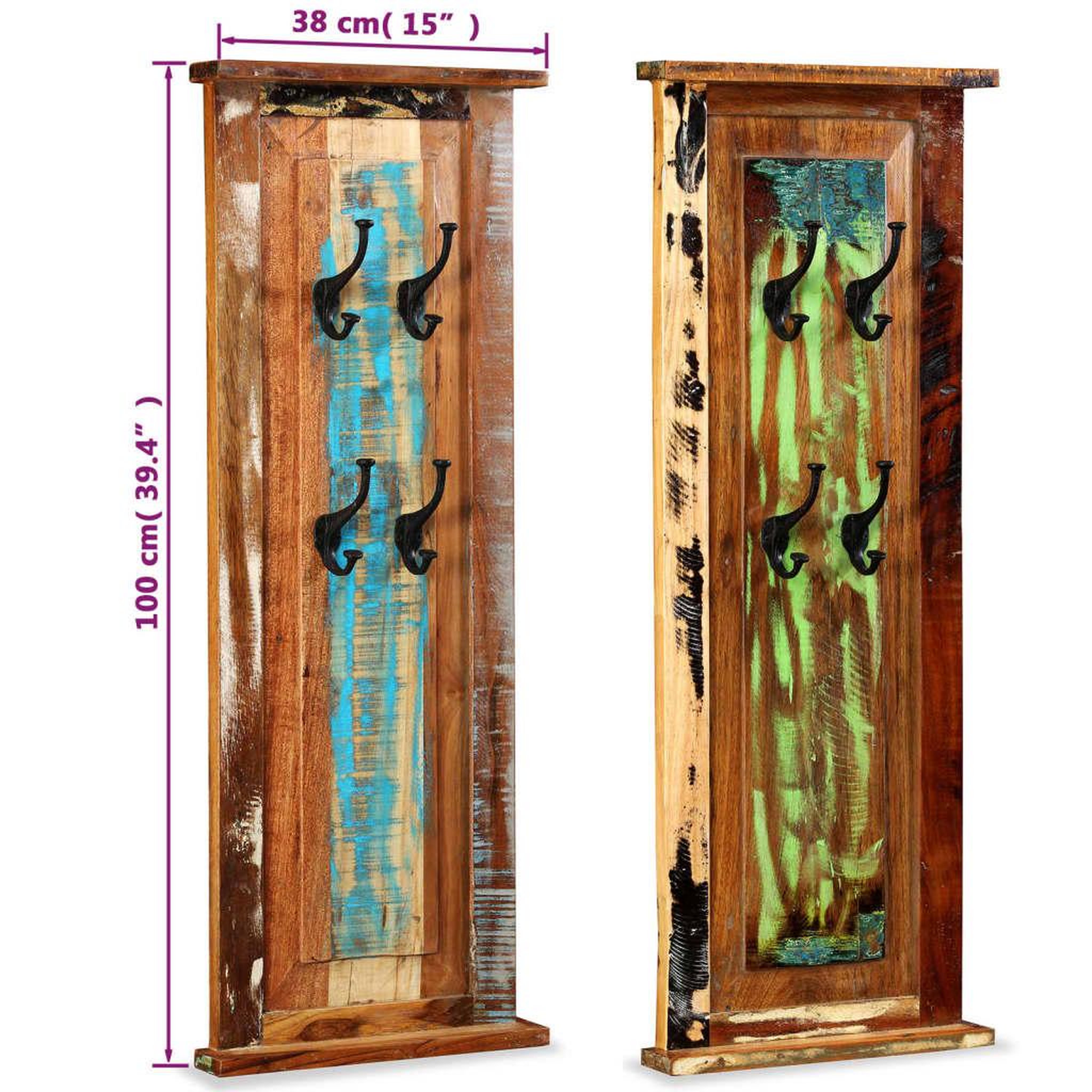 Voir la diapositive 6 : VIDAXL Porte-manteau 2 pcs Bois de recuperation massif 38x100 cm