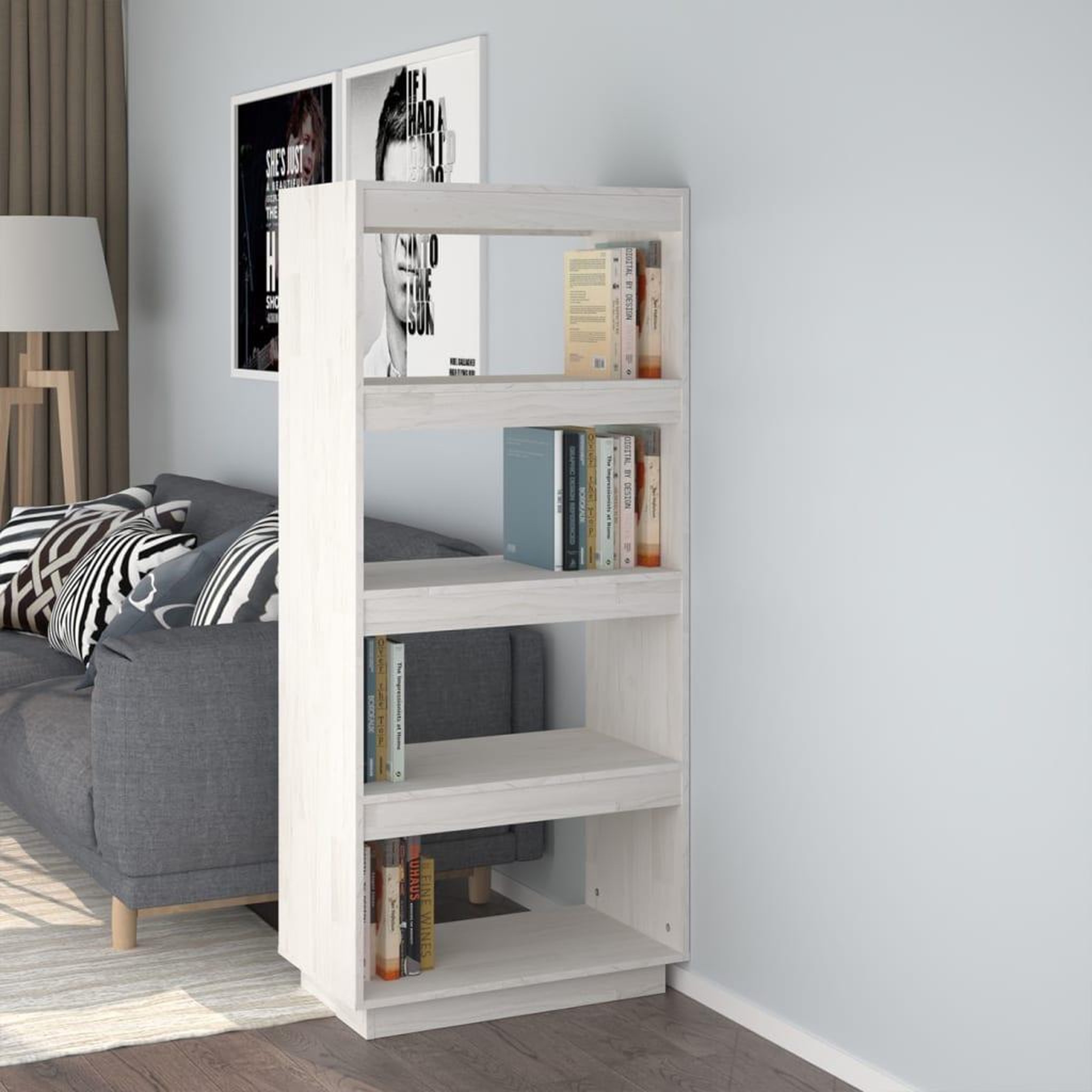 Voir la diapositive 1 : VIDAXL Bibliotheque/Separateur de piece Blanc 60x35x135 cm Pin massif