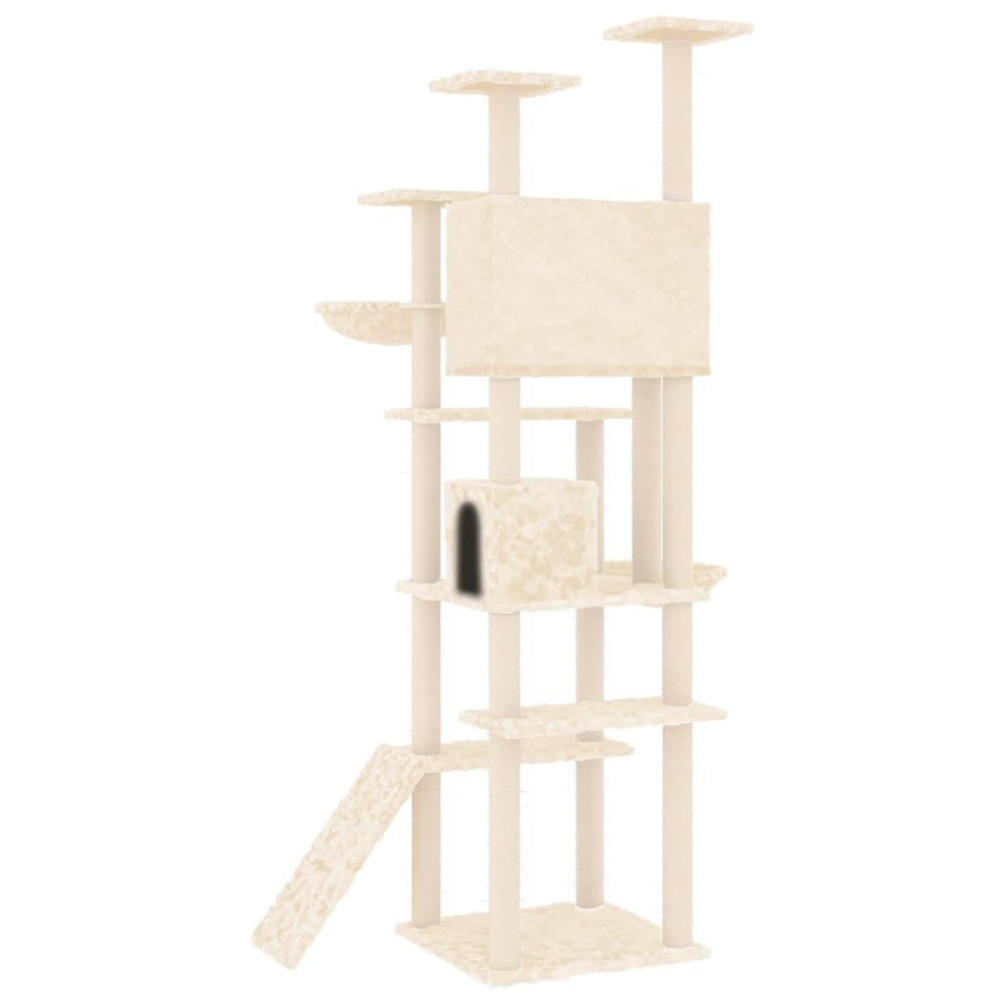 Voir la diapositive 5 : VIDAXL Arbre a chat avec griffoirs en sisal Creme 191 cm