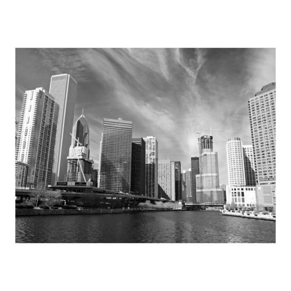 Paris Prix Papier Peint  Panorama de Chicago Noir & Blanc