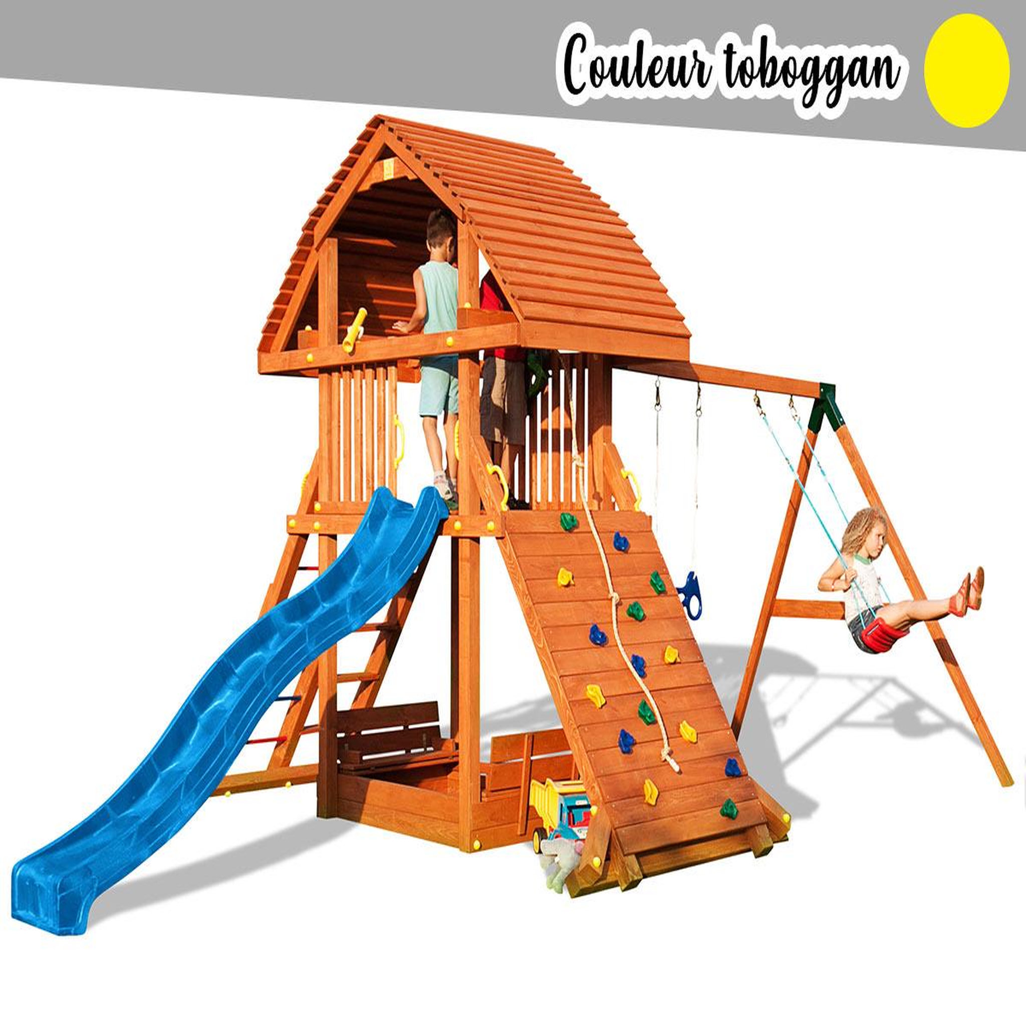 Voir la diapositive 1 : Fungoo Aire de jeux Giant Move + beach - Toboggan jaune - Fungoo