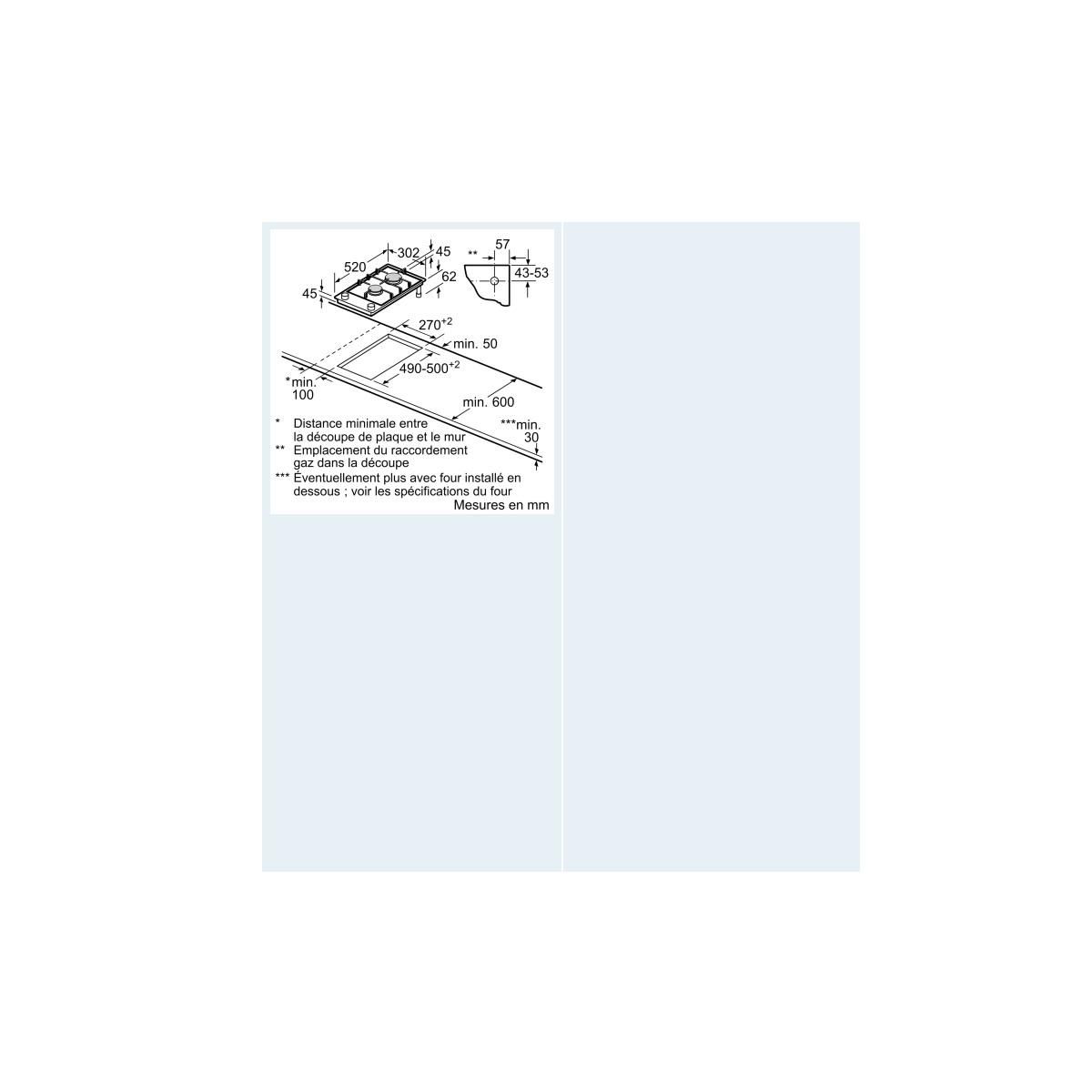 Siemens Domino gaz 30cm 2 feux noir - ER3A6BI40