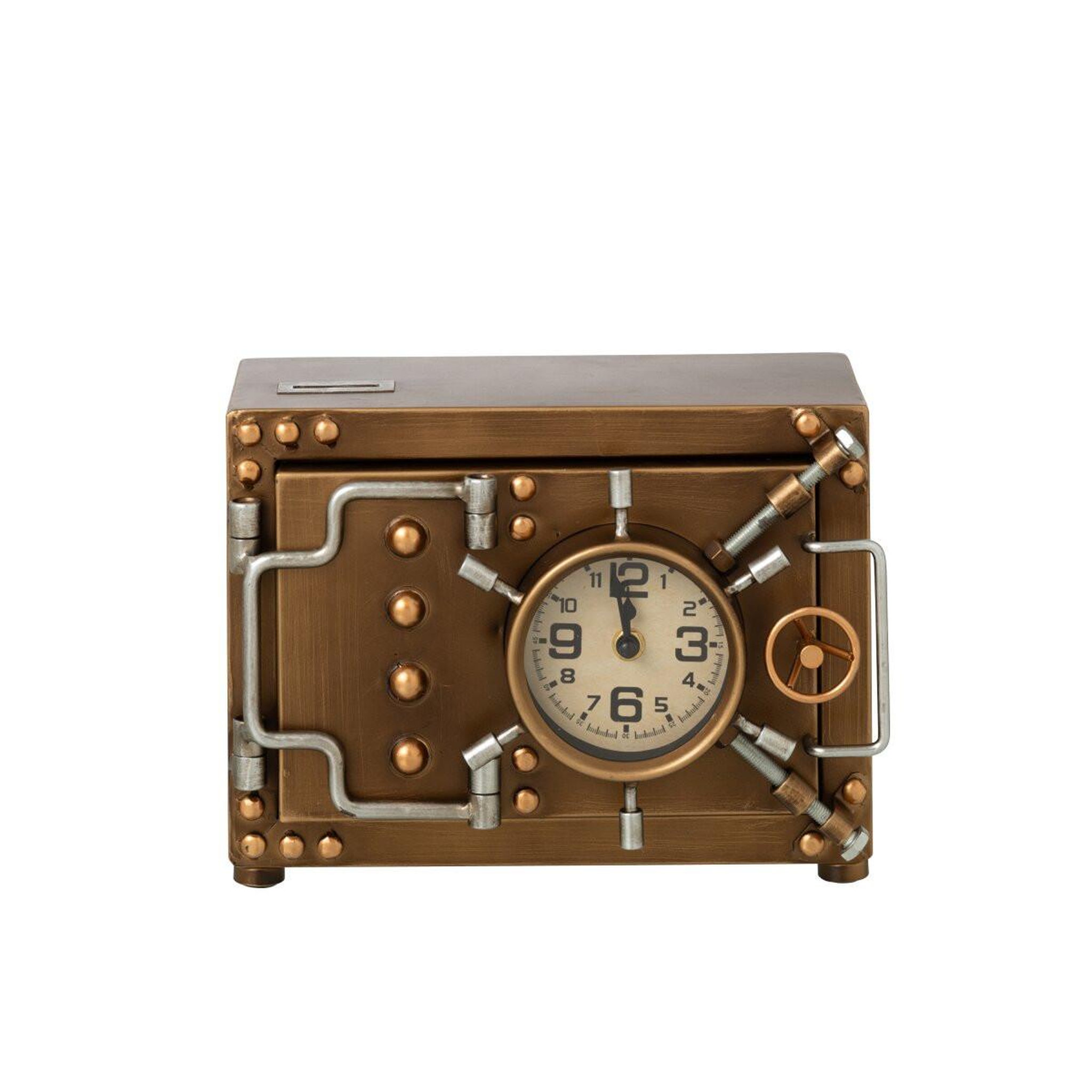 Voir la diapositive 2 : J-LINE Horloge coffre-fort à poser  blaise  27cm doré