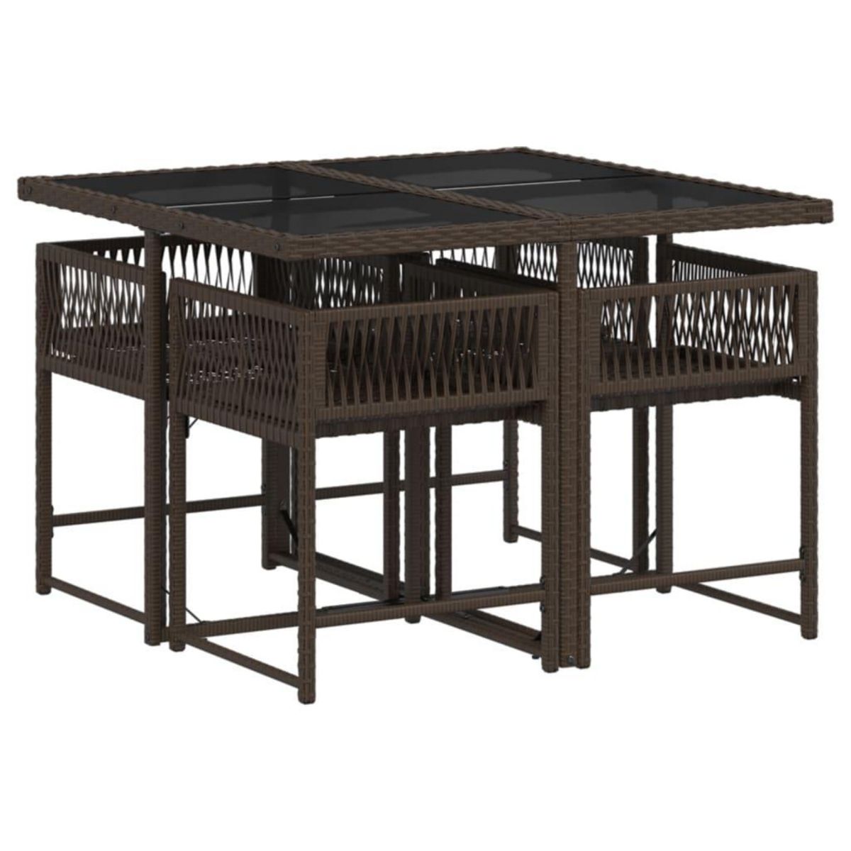 VIDAXL Ensemble a manger de jardin 5 pcs et coussins marron poly rotin