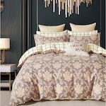 Home collection Parure housse de couette 100 % percale de coton 80 fils Orévance. Coloris disponibles : Marron