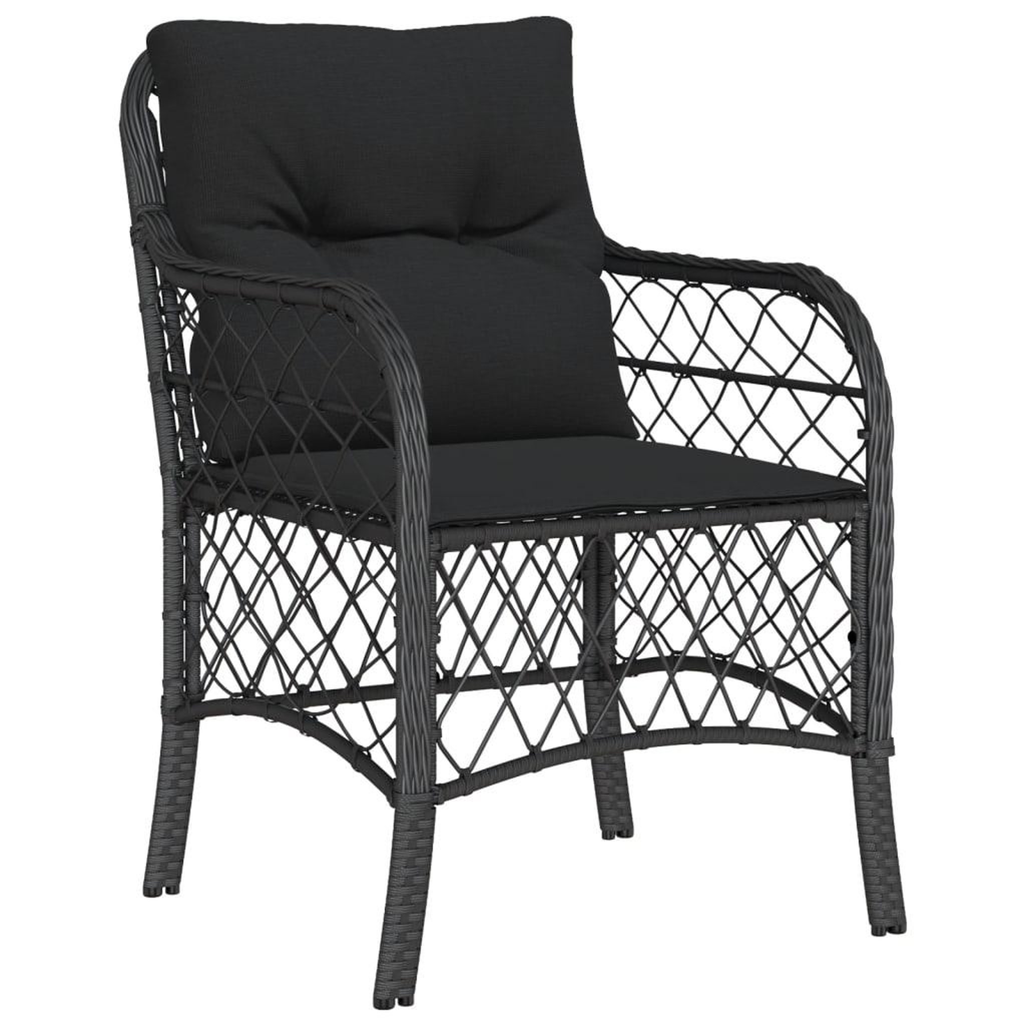 Voir la diapositive 3 : VIDAXL Ensemble a manger de jardin coussins 7pcs Noir Resine tressee