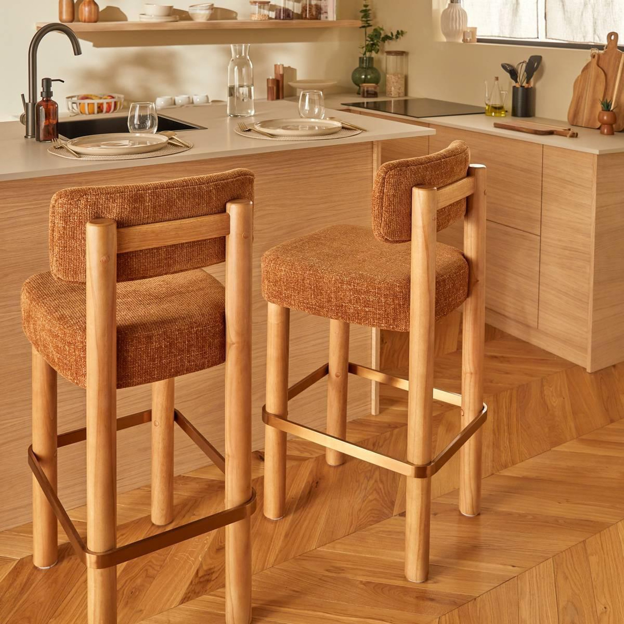 Voir la diapositive 5 : ATMOSPHERA Tabouret de bar design  noali  104cm ambre & naturel