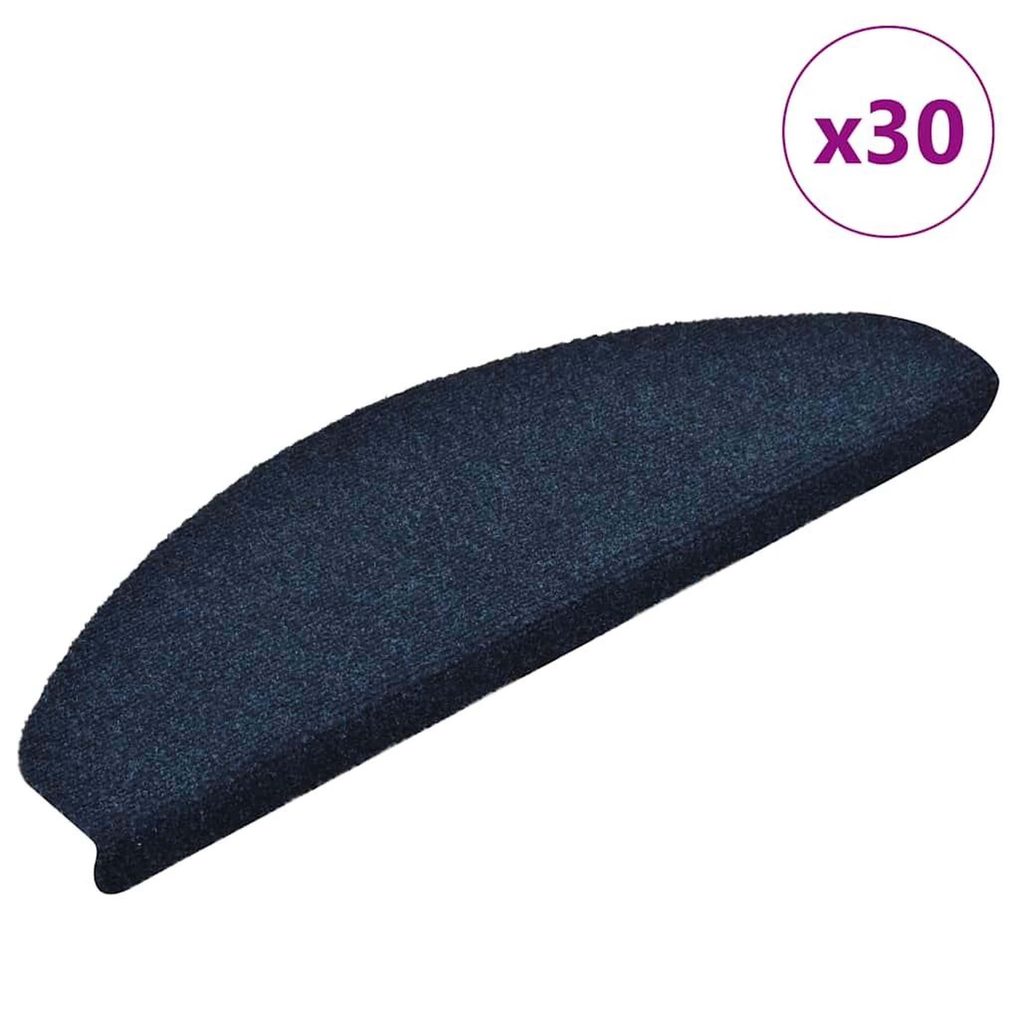 VIDAXL Tapis d'escalier autocollant 30 pcs marine 65x21x4 cm