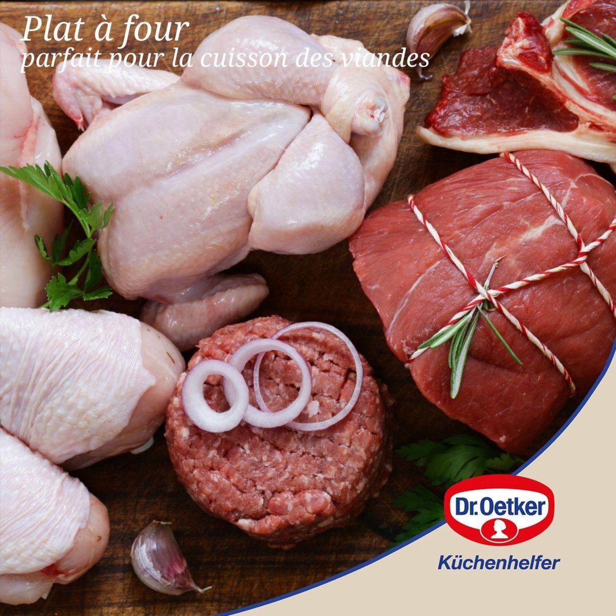 DR.OETKER Plat à four avec couvercle en acier émaillé 42 x 34 cm Dr. Oetker Back-Idee Kreativ