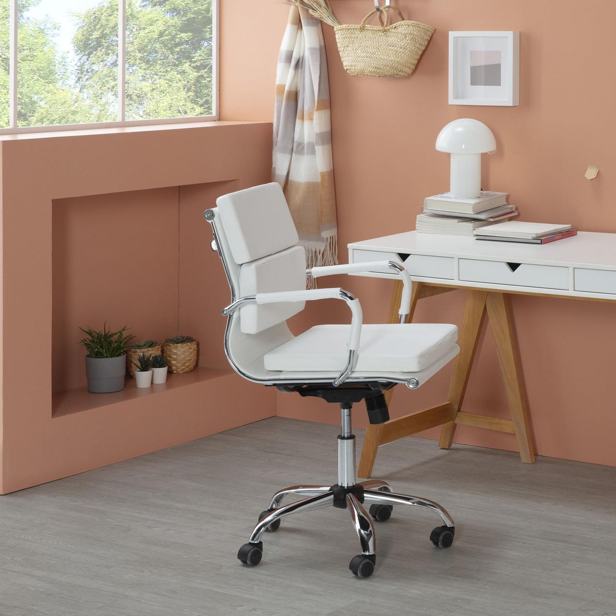 VS VENTA-STOCK Fauteuil de Bureau Fenix inclinable Blanc, Cuir synthétique