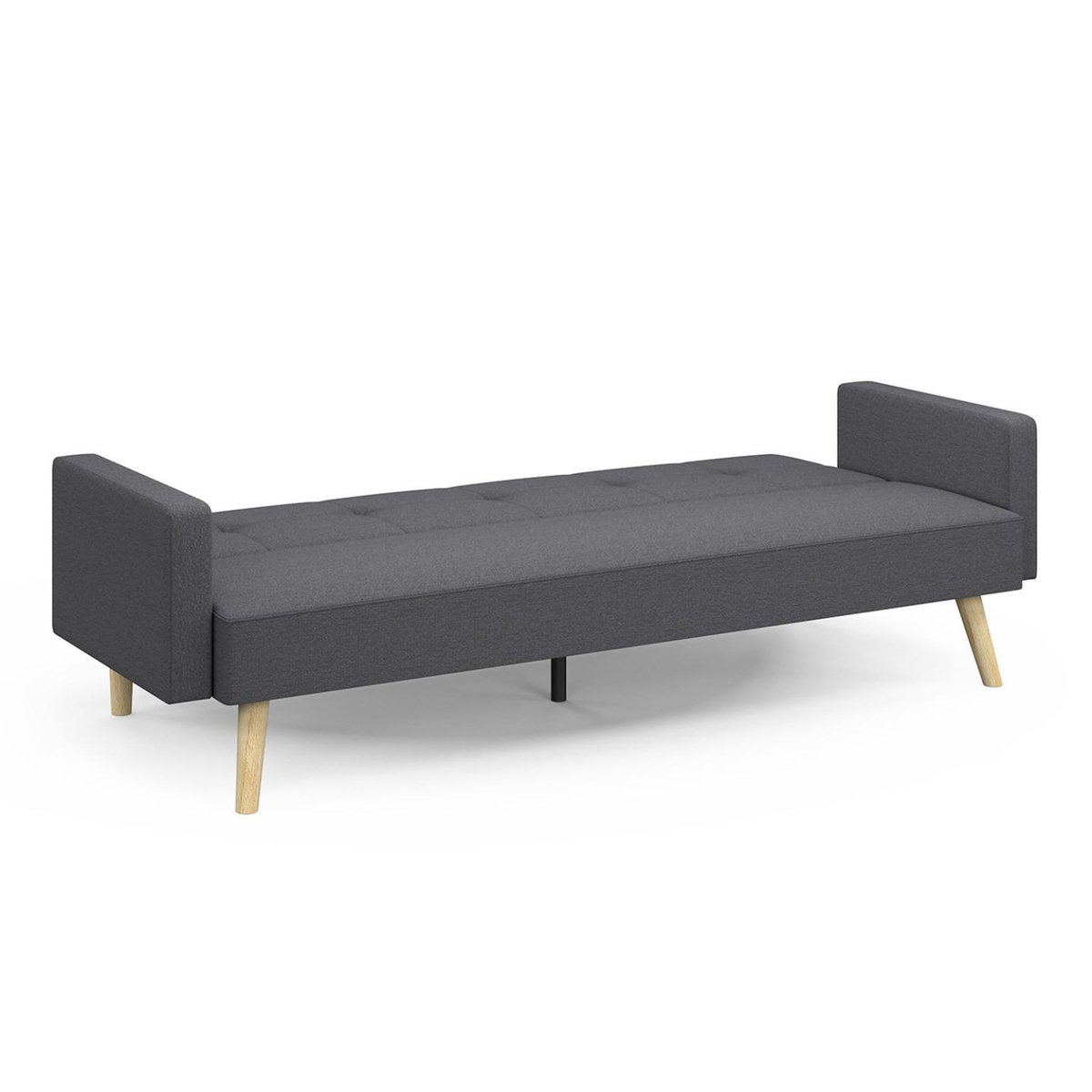 ID MARKET Canapé droit scandinave 3 places convertible LARS en tissu gris
