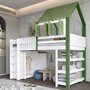 Voir la diapositive 4 : MERAX Lit combiné enfant 90x200cm bois et mdf coloris blanc+vert