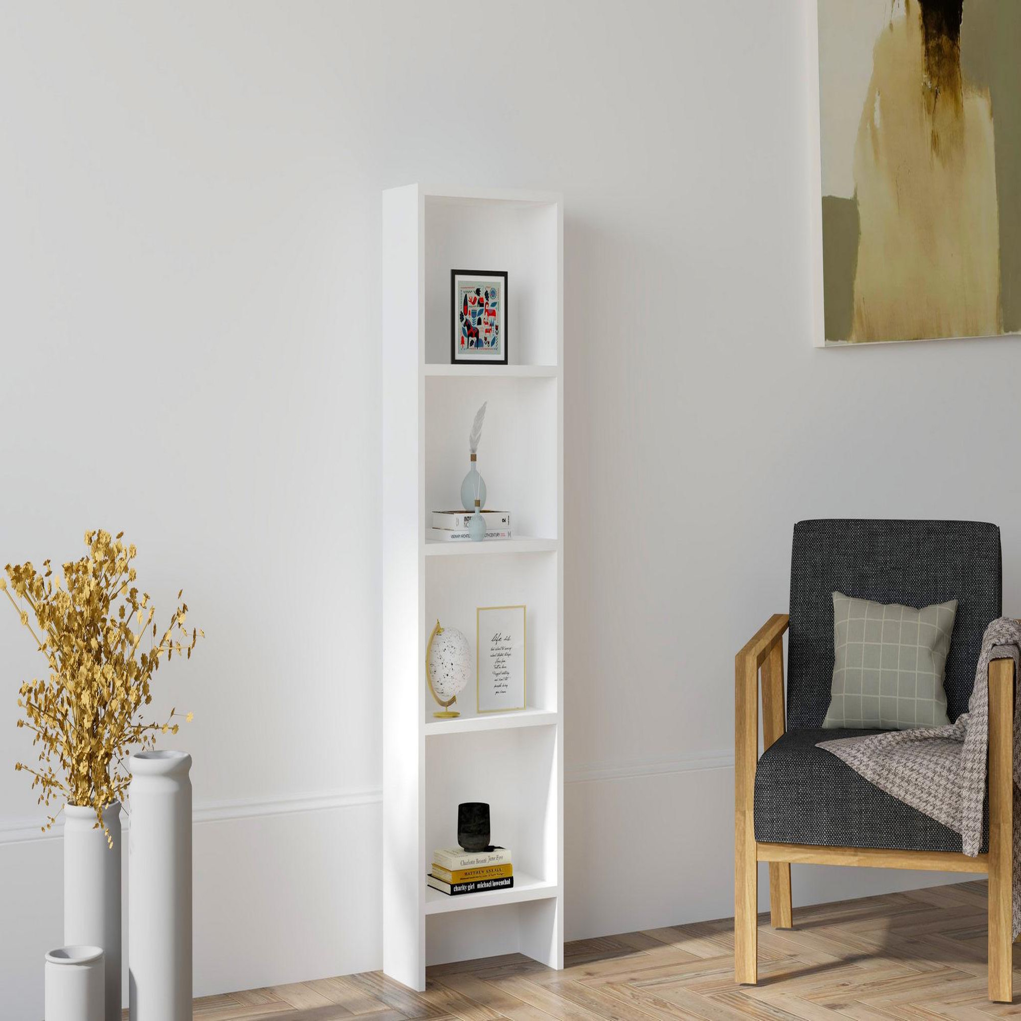 Voir la diapositive 2 : Habitat et Jardin Bibliothèque en bois  barkin  - 40 x 19 x 150 cm - blanc