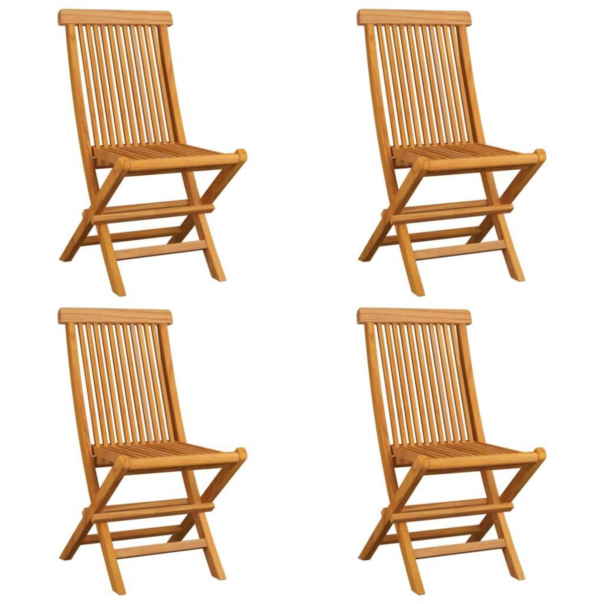 VIDAXL Chaises de jardin et coussins beige lot de 4 Bois teck massif