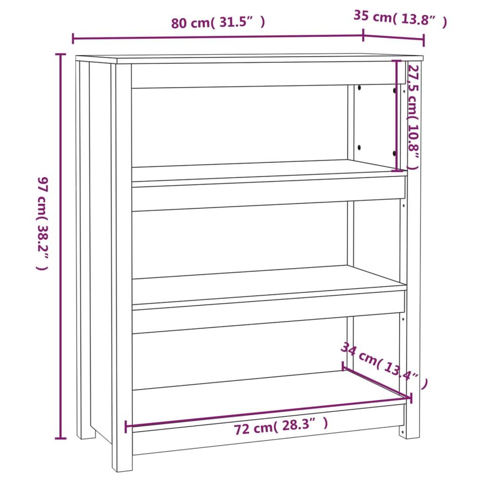 Voir la diapositive 6 : VIDAXL Bibliotheque Marron miel 80x35x97 cm Bois de pin massif
