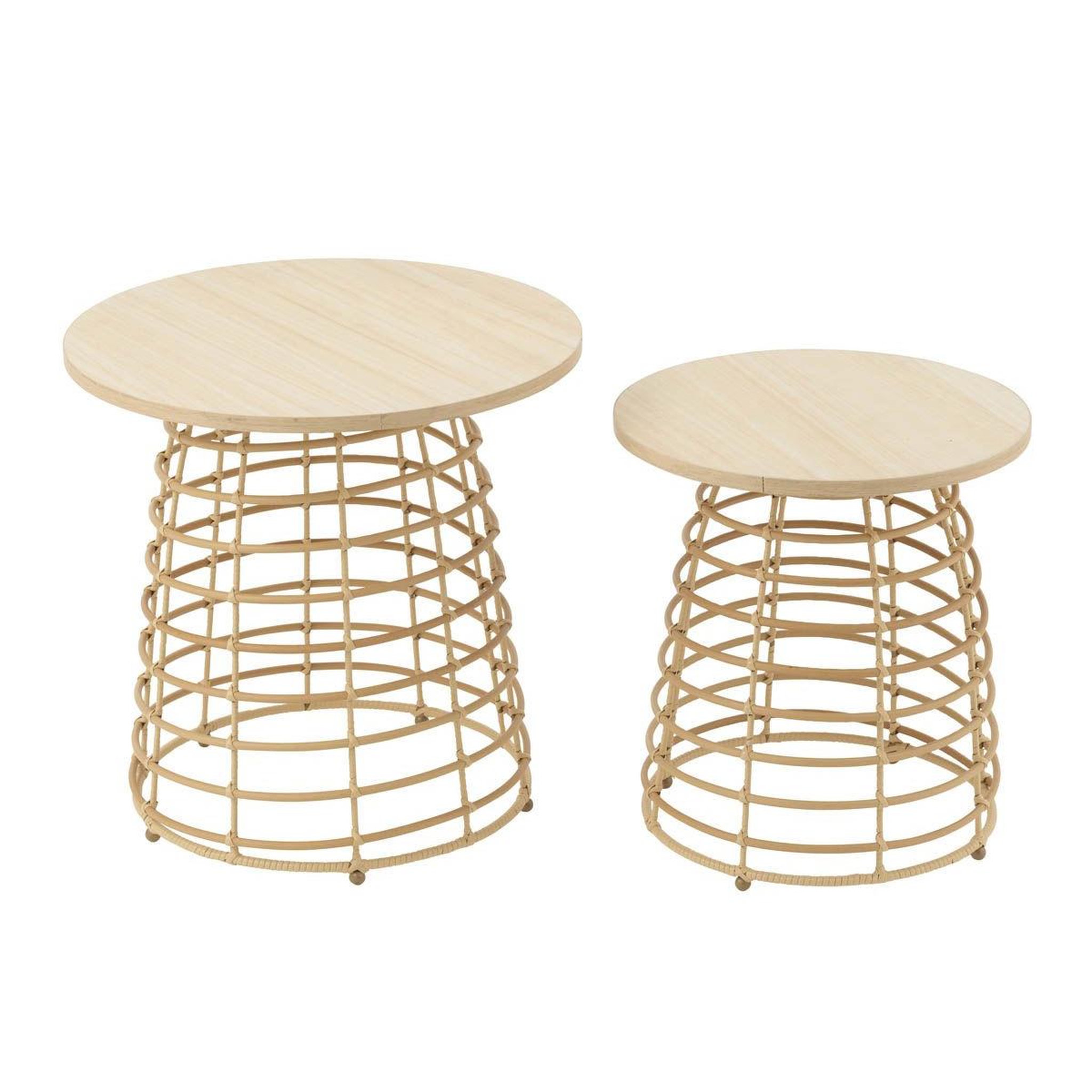 Voir la diapositive 2 : J-LINE Lot de 2 tables basses  circulaire  50cm naturel