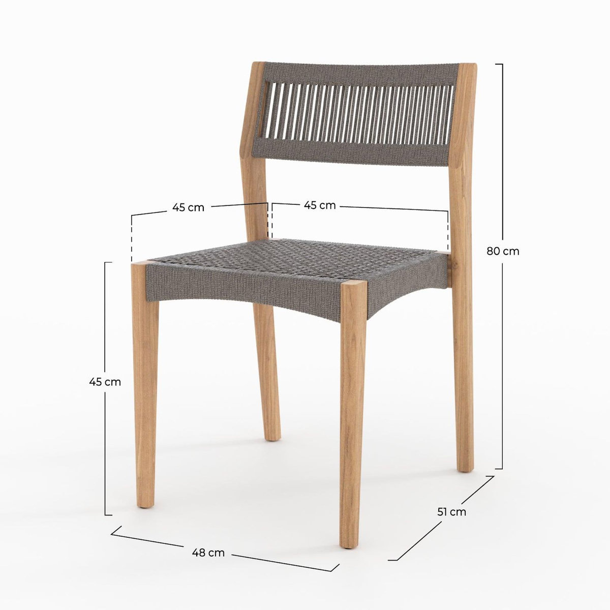 Rendez vous déco Lot de 2 chaises de jardin en bois de teck recyclé et tissage en corde-Nusa