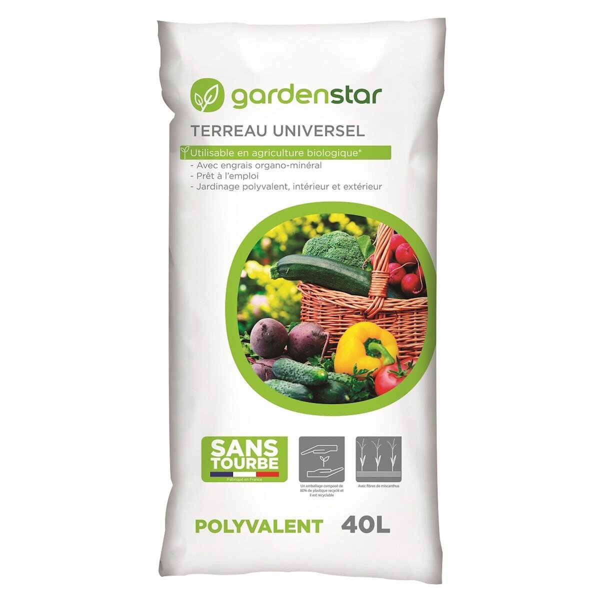 GARDENSTAR Terreau universel sans tourbe - 40L