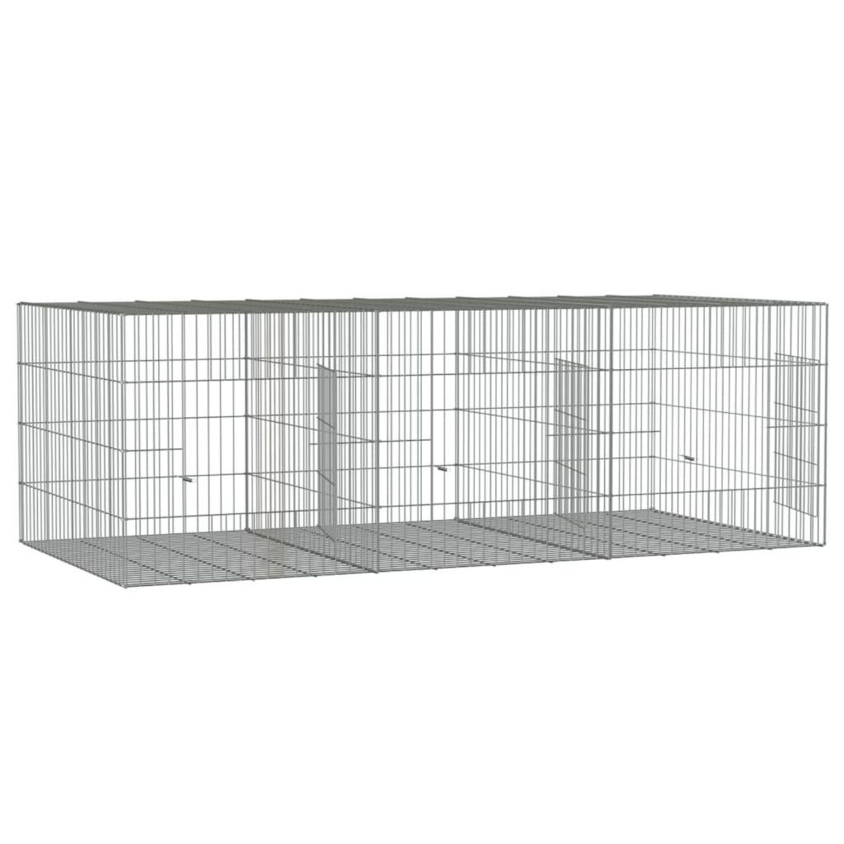 VIDAXL Cage a lapin 3 panneaux 163x79x54 cm Fer galvanise