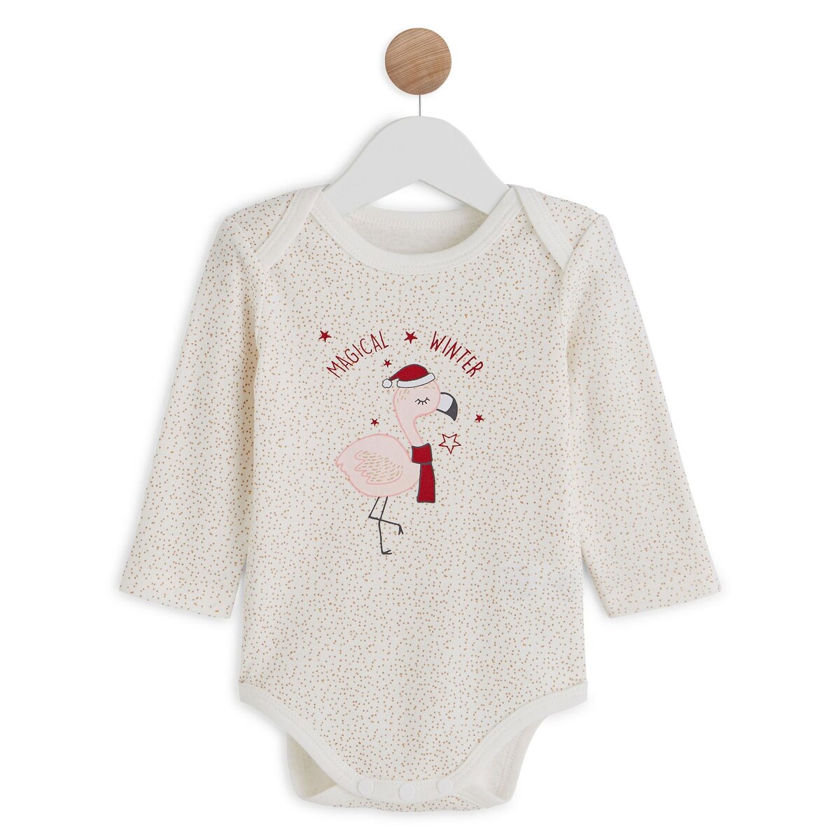 IN EXTENSO Body manches longues flamant rose bébé fille