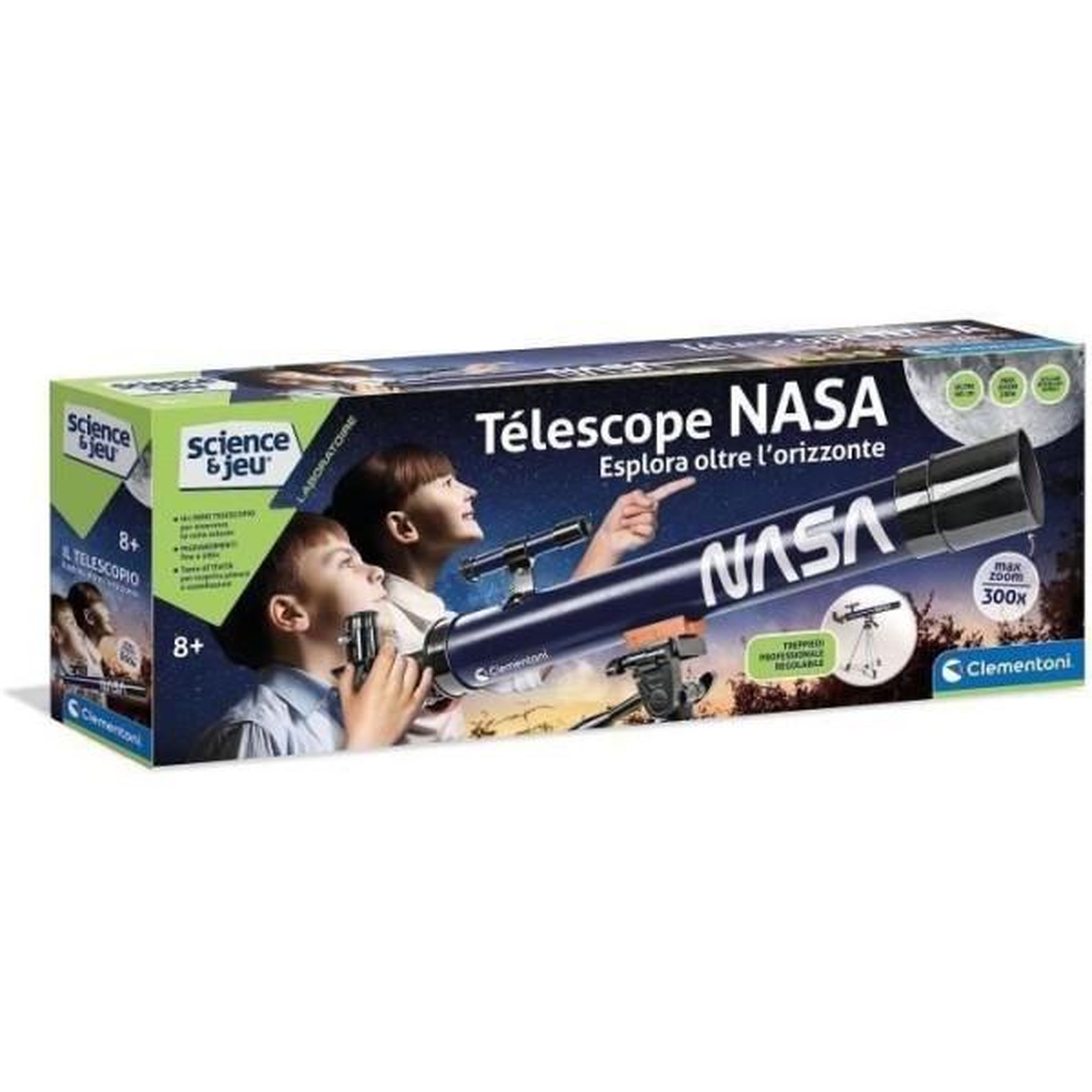 Voir la diapositive 2 : CLEMENTONI Clementoni - Science et jeau - Télescope NASA objetcif 50mm - Trépied extensible jusqu'a 127 cm