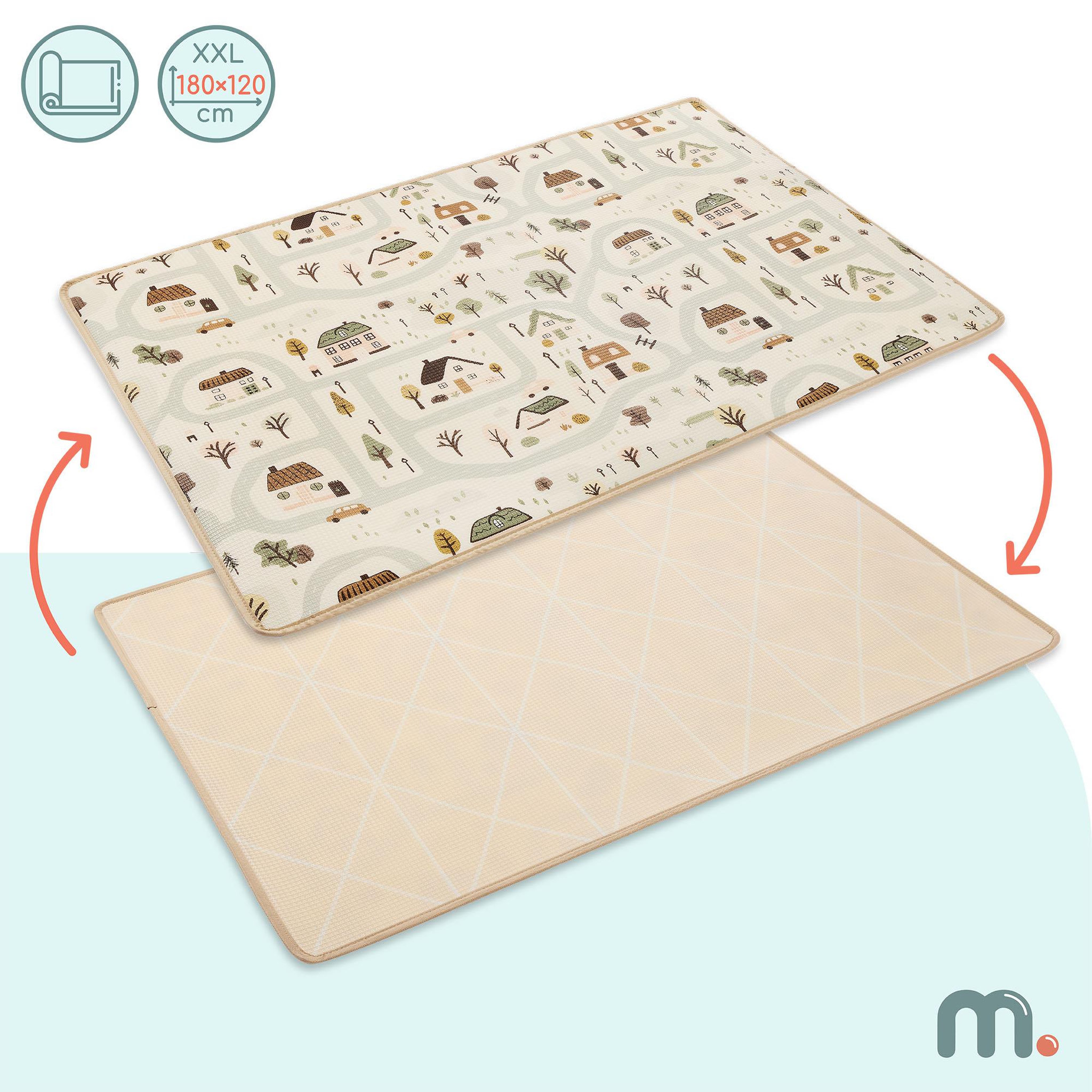 Voir la diapositive 2 : MAMABRUM Tapis Eveil Mousse XPE Mamabrum Tapis Bebe Reversible 180x120 cm Ville Beige 0+