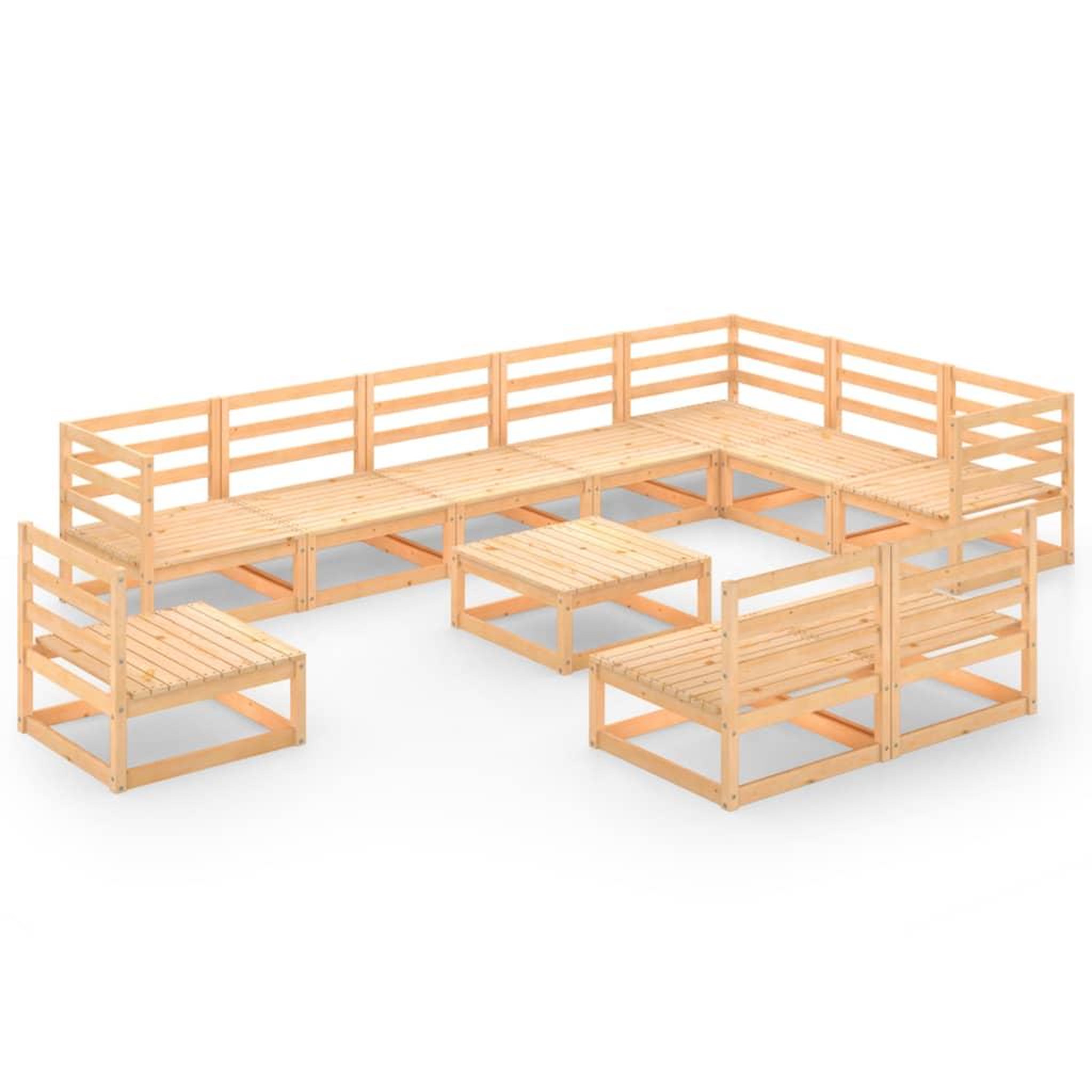 Voir la diapositive 2 : VIDAXL Salon de jardin 11 pcs bois de pin massif