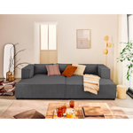 LISA DESIGN Stella - canapé droit 3 places avec double méridienne - assise profonde - en velours côtelé. Coloris disponibles : Orange, Rose, Bleu, Gris, Vert, Beige, Marron