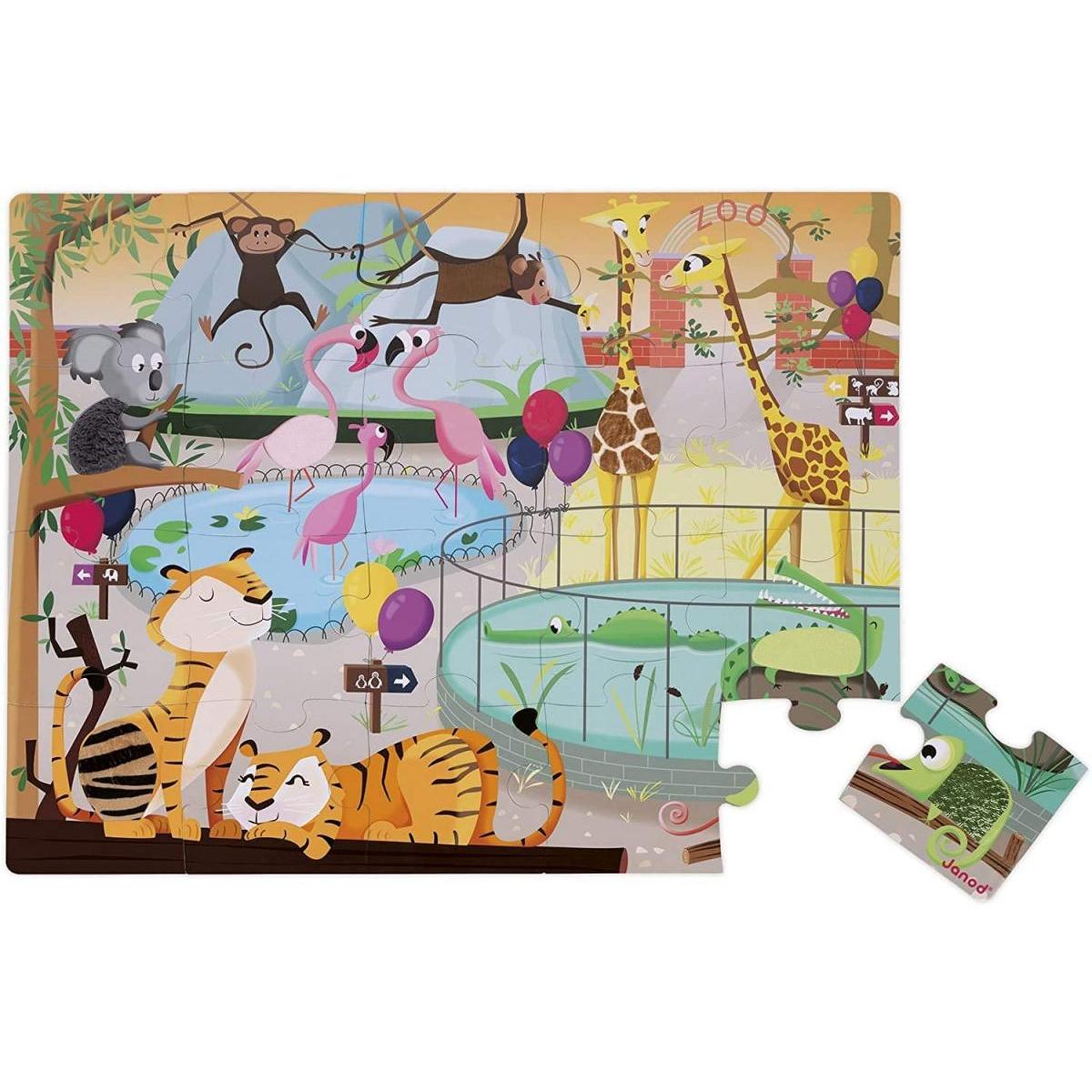 JANOD Puzzle tactile une journee au zoo
