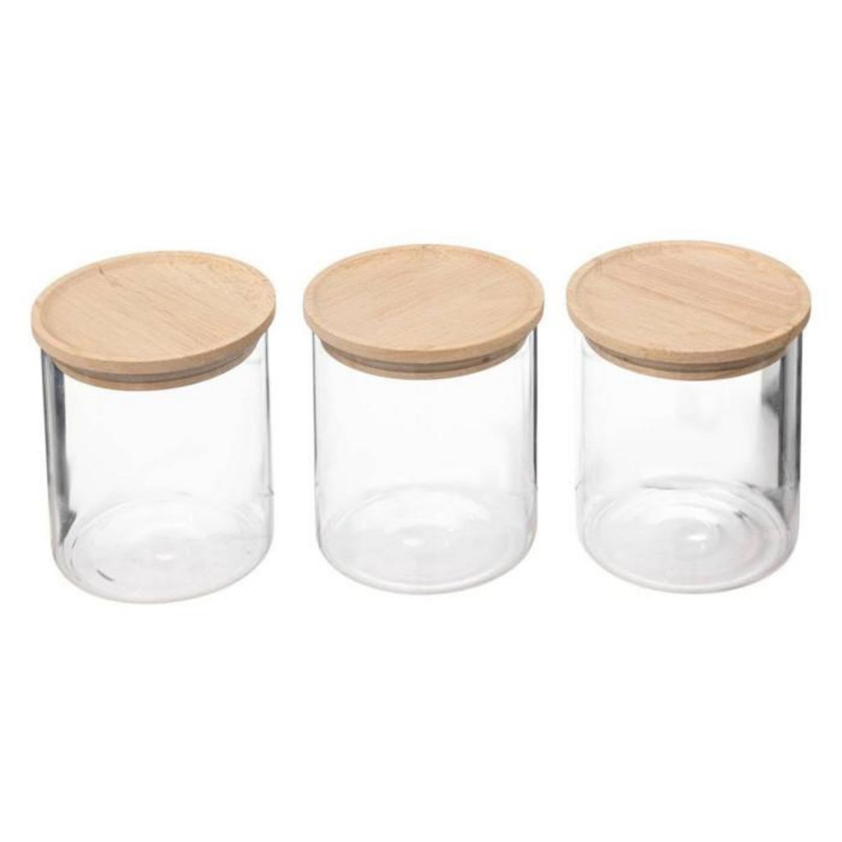 FIVE Lot de 3 Bocaux en Verre  Hermet  350ml Transparent & Naturel