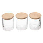 FIVE Lot de 3 Bocaux en Verre  Hermet  350ml Transparent & Naturel