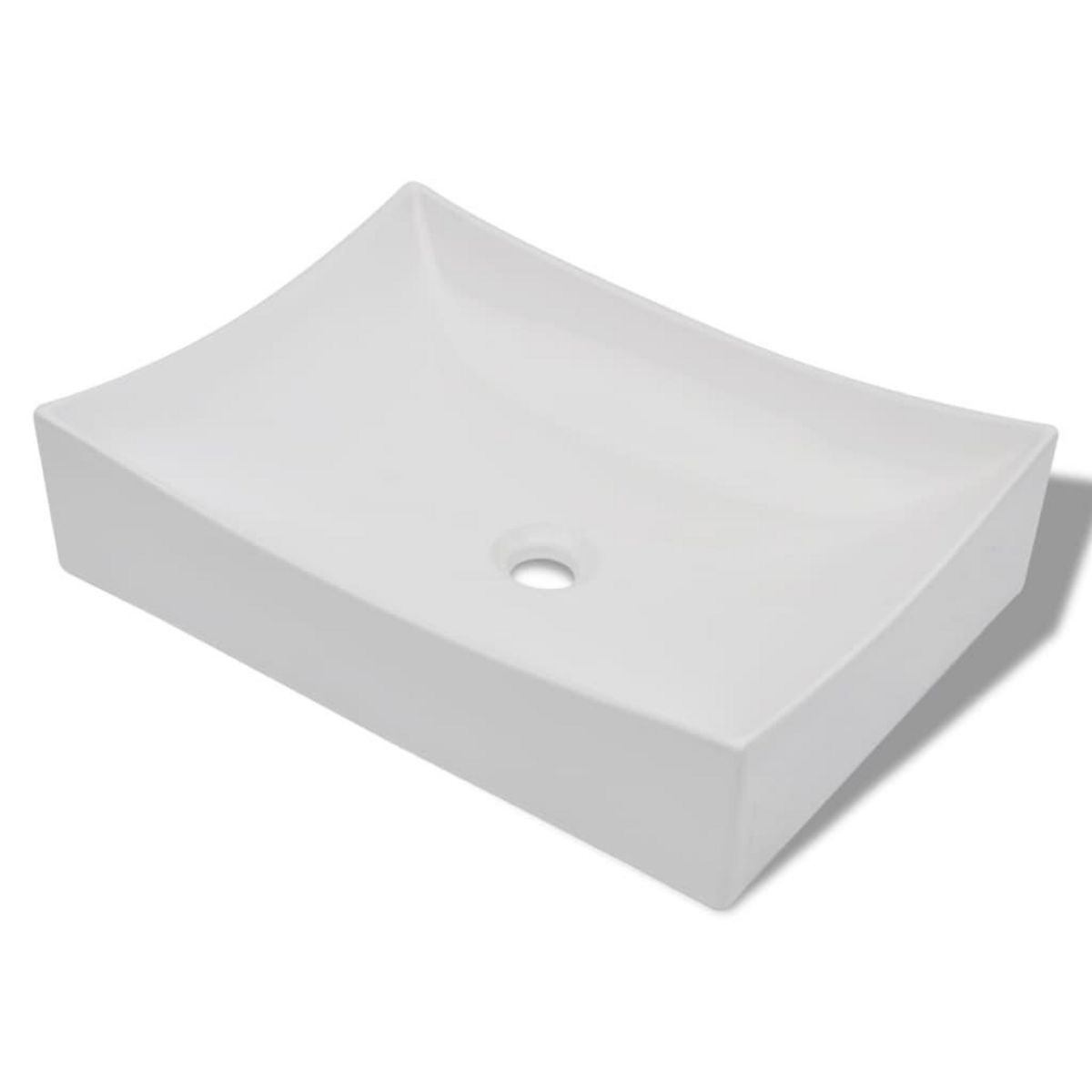 VIDAXL Lavabo de salle de bain en ceramique Blanc brillant