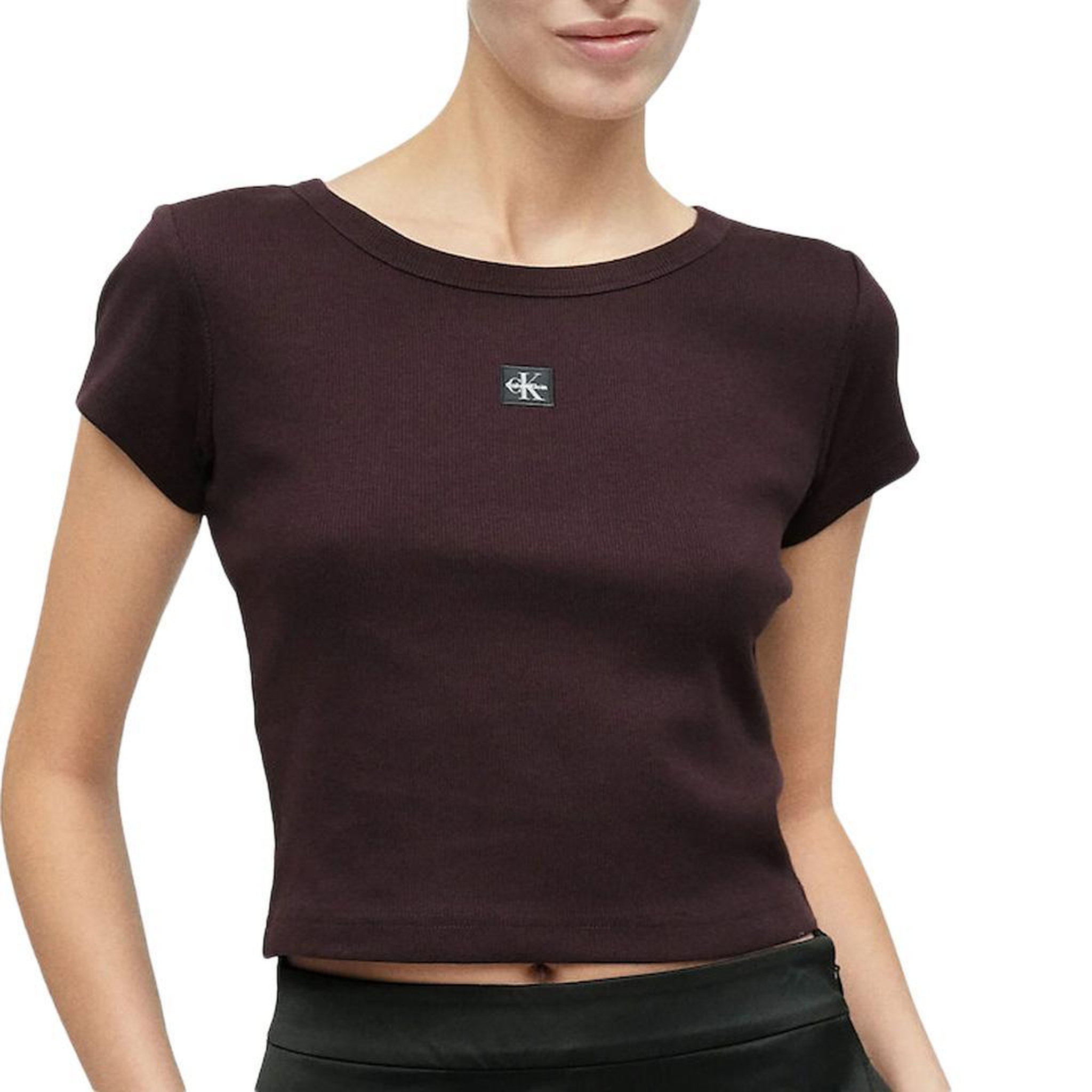 CALVIN KLEIN JEANS T-Shirt Marron Femme Calvin Klein Label 2x2. Coloris disponibles : Marron