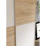 Voir la diapositive 6 : MARKET24 Armoire 2 portes coulissantes - Panneaux de particules - Blanc mat et décor chene - L 120 x P 61,2 x H 190,5 cm - OZZULA
