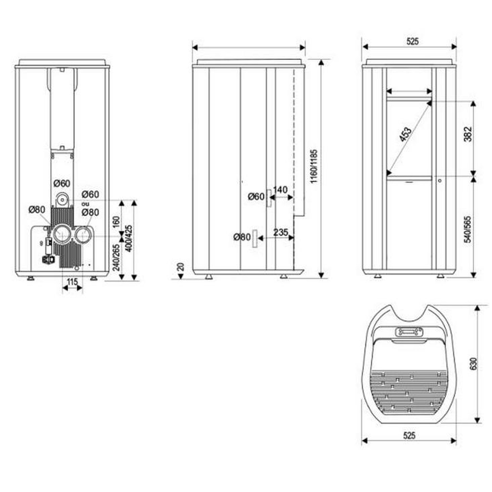 Voir la diapositive 5 : Supra Poêle à granulés de bois 5.5kw blanc/noir - mael5blanc