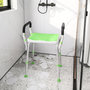 Voir la diapositive 4 : HOMCOM Chaise de douche tabouret de douche antidérapant - hauteur réglable, accoudoirs - alu HDPE vert