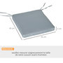 Voir la diapositive 3 : OUTSUNNY Lot de 2 coussins d'assise carrés chaises fauteuils tabourets - coussins déhoussables zippés avec cordons d'attache - dim. 45L x 45l cm ép. 5 cm - polyester gris