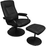 VIDAXL Fauteuil TV avec repose-pied Noir Similicuir