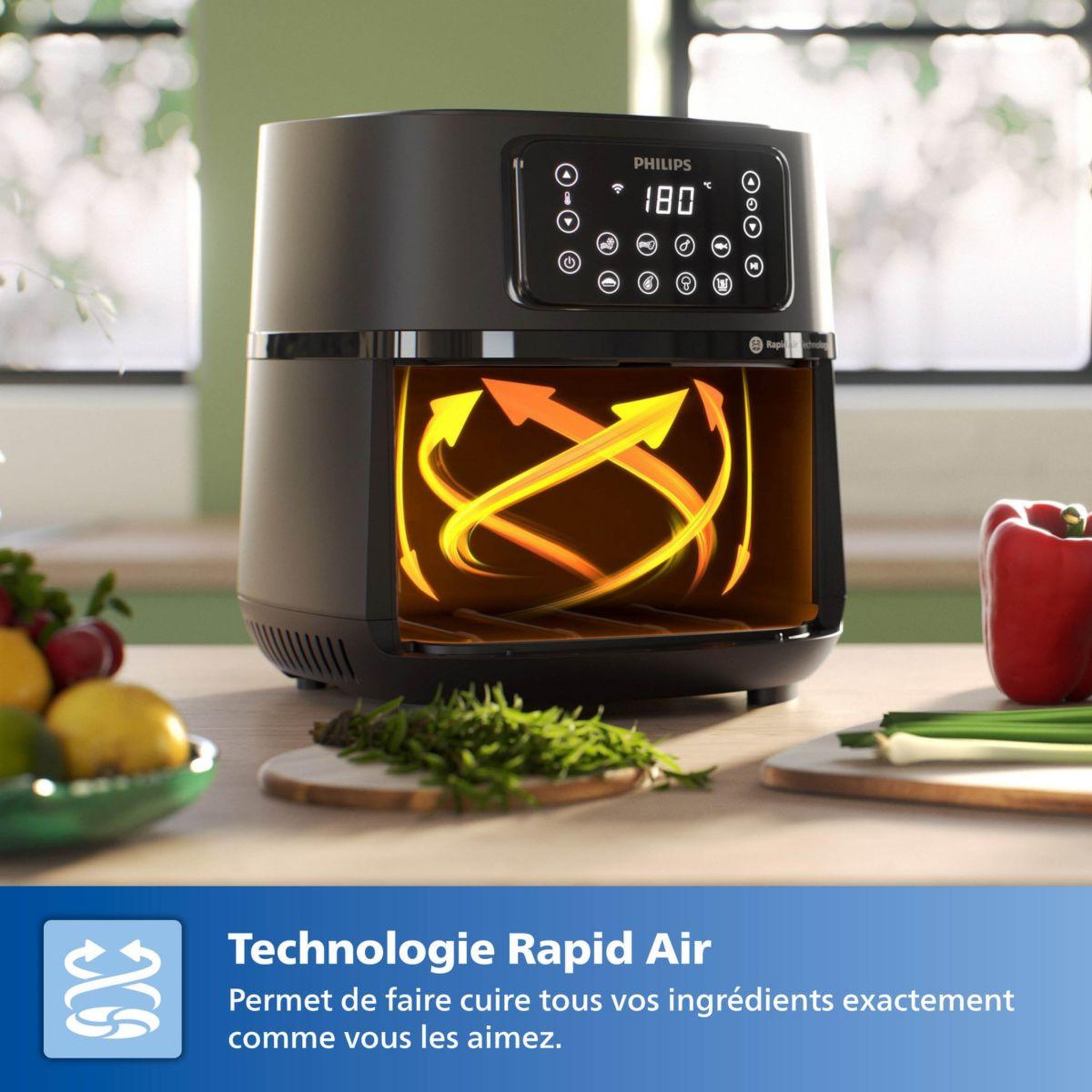 Voir la diapositive 3 : Philips Airfryer HD9285/93 friteuse sans huile connectée Noir, Série 5000 7.2L