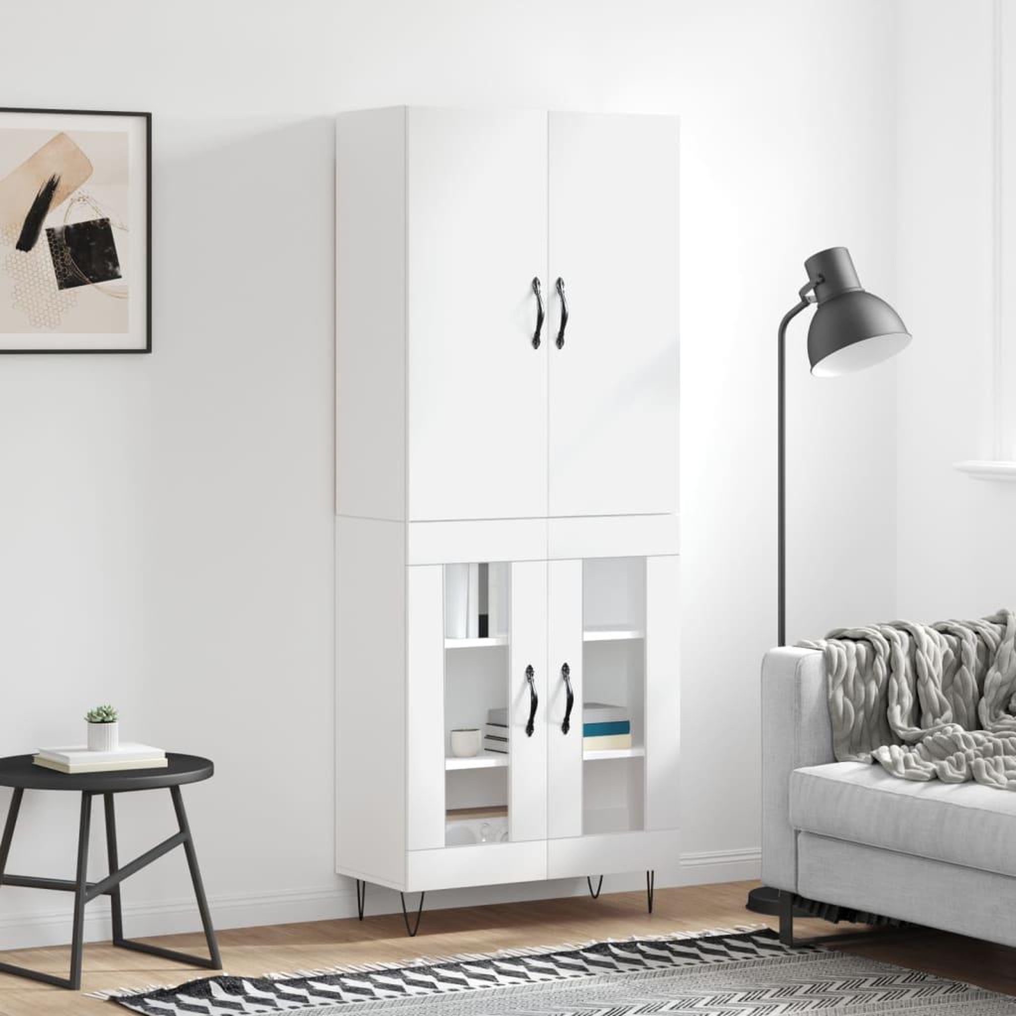 VIDAXL Buffet haut Blanc 69,5x34x180 cm Bois d'ingenierie