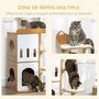 Voir la diapositive 4 : PAWHUT Arbre à chat design contemporain griffoir sisal naturel 2 niches plateformes jeu boule suspendue MDF blanc aspect hêtre clair