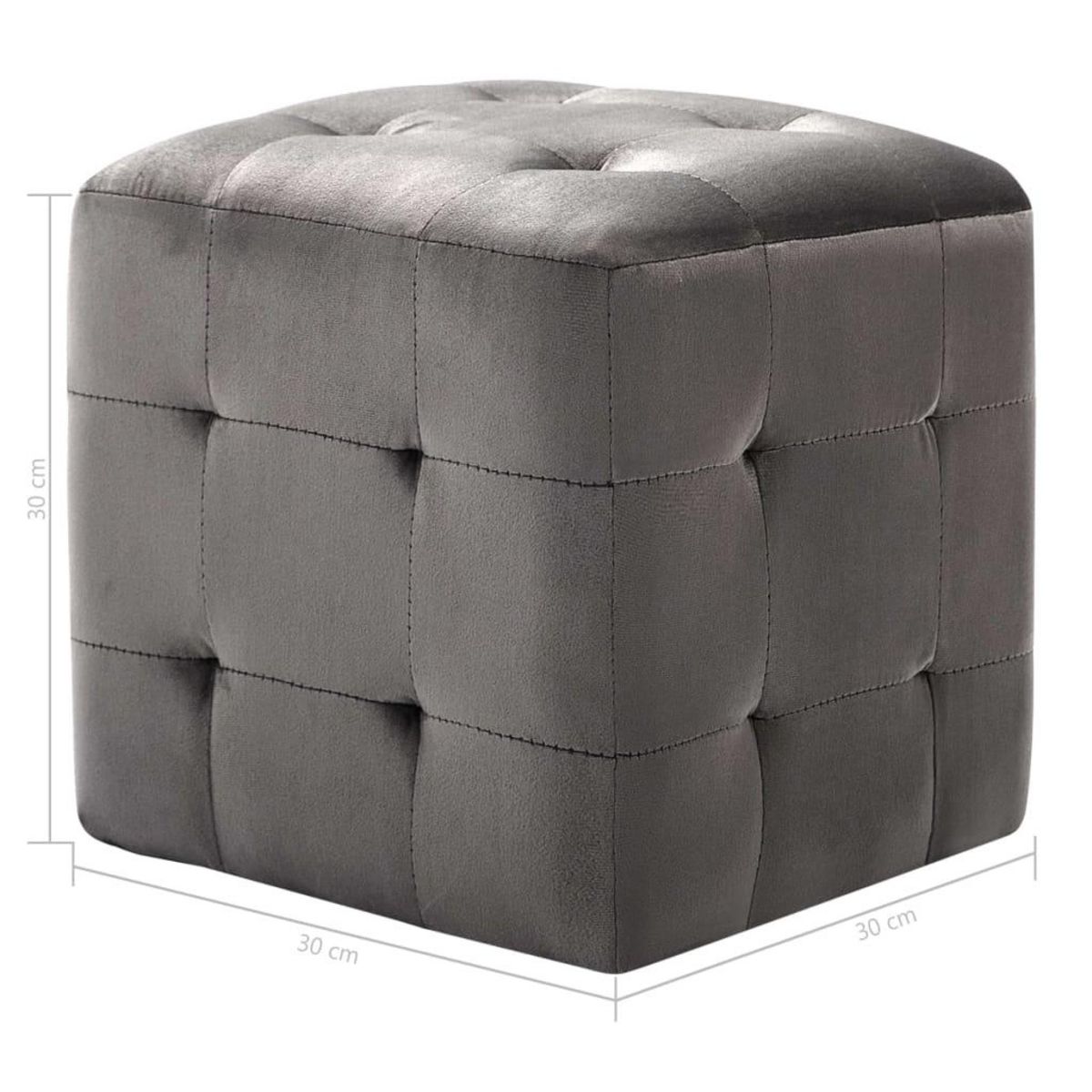 VIDAXL 2 pcs Tables de chevet Gris 30x30x30 cm Tissu velours