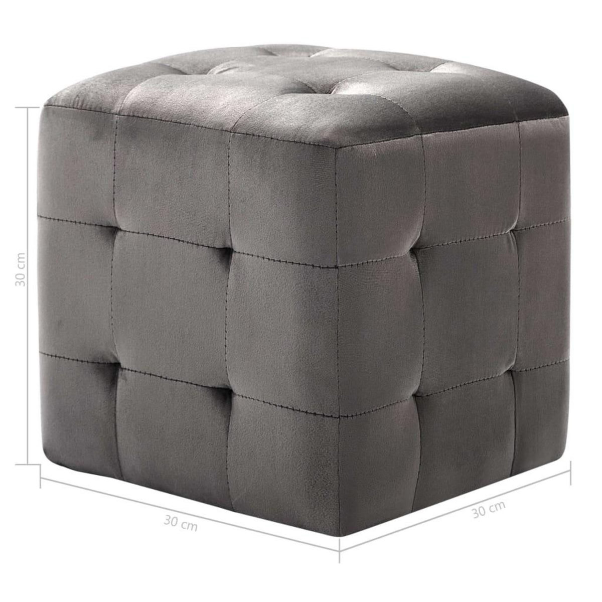VIDAXL 2 pcs Tables de chevet Gris 30x30x30 cm Tissu velours
