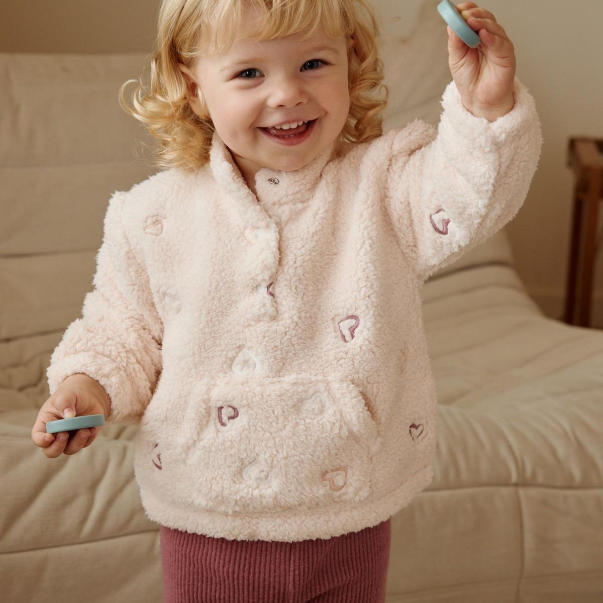 Petit Béguin Sweat-shirt enfant en sherpa Matcha