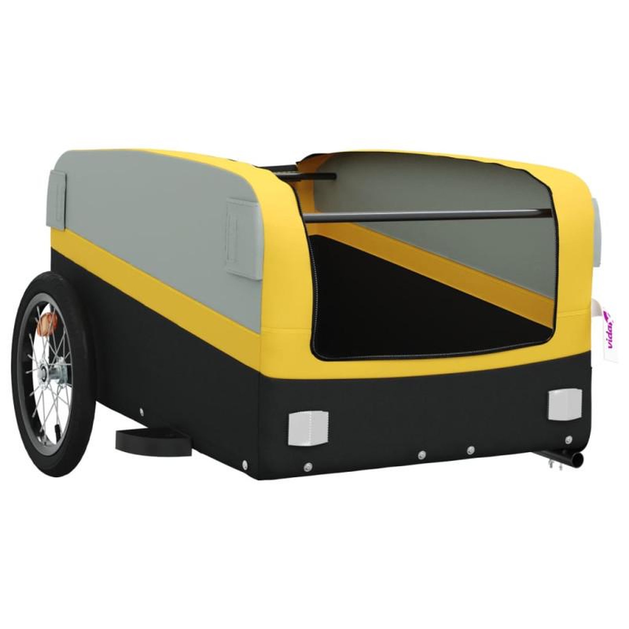 Voir la diapositive 5 : VIDAXL Remorque de vélo noir et jaune 45 kg fer