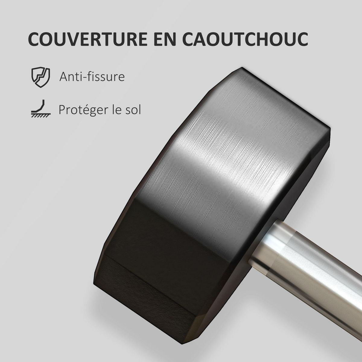 HOMCOM Haltère courte dodécagonale 15 Kg - poignée antidérapante - métal caoutchouc noir